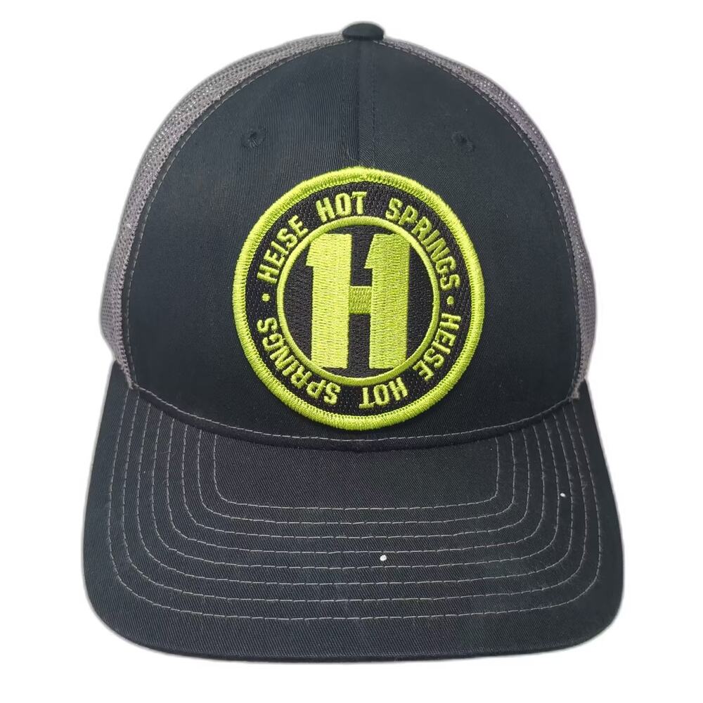 Richardson Trucker Hat Black Gray Heise Hot Springs Osfm Mesh Back Embroidered